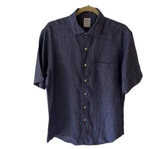 Brooks Brothers 100% Linen Slim Fit Button Down Shirt Size Medium Blue